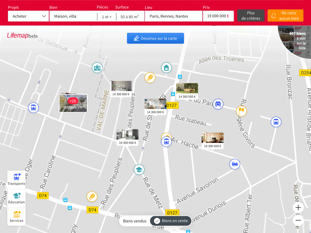 Nouvelle lifemap Seloger - trouver son logement selon ses centres d'intérêts