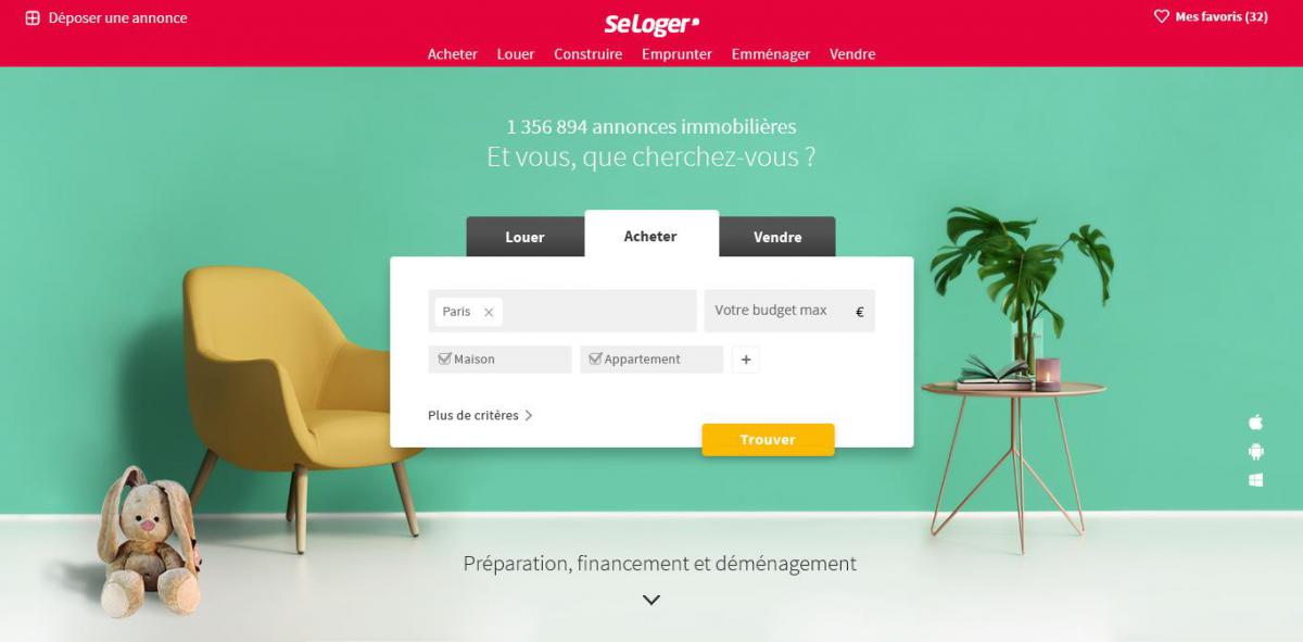 Nouvelle page accueil SeLoger.com