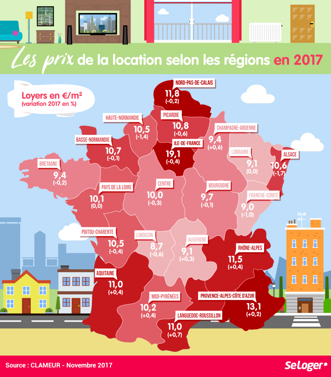 ​ Les prix de la location selon les régions france​