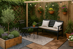 Parking d'une maison transformé en terrasse
