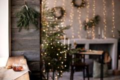 Salon chaleureux décoré pour Noël