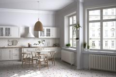 Le terrazzo fait un retour en grâce et s'associe aussi bien dans des décors vintage que dans des intérieurs contemporains. © ArchiViz - Getty images