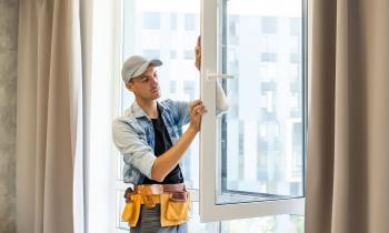 Un artisan termine l'installation d'une nouvelle fenêtre dans un logement. ©GettyImages