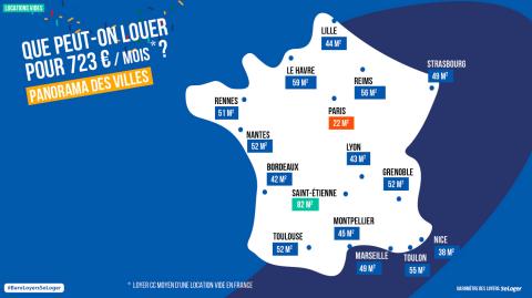 La surface louer pour un budget de 722€/mois dans les grandes villes de France. ©DR <em>Modifier Article</em> Qu’est-ce que vous pouvez louer pour 723 € par mois en France ?