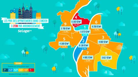Les prix immobiliers et leur évolution dans les arrondissements de Lyon. ©Getty <em>Modifier Article</em> Immobilier : le cap des 4 800 € du m² à Lyon est franchi !