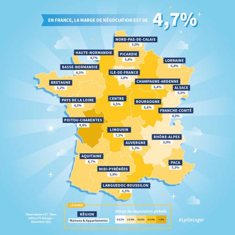 La carte de France des marges de négociation en 2021