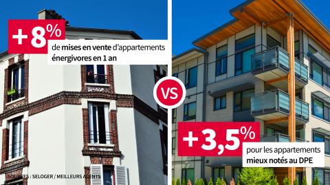 Les mises en vente de passoires thermiques en France. 