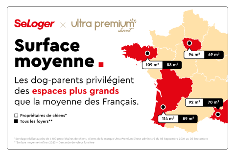 surface moyenne des français qui ont un chien