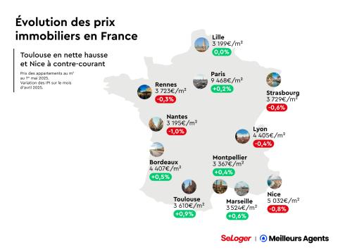 Carte de France des prix en avril 2025.