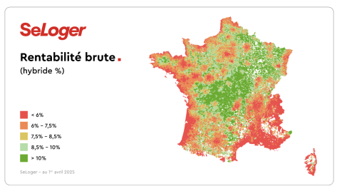 Carte de France de la rentabilité locative.