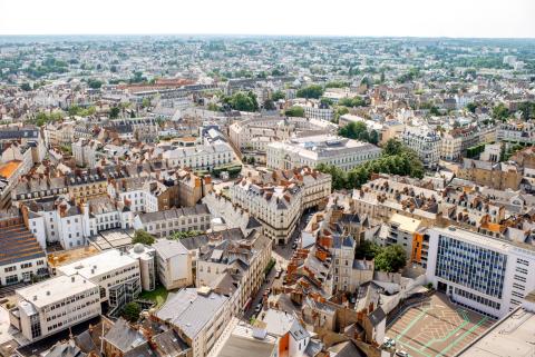 Vue aérienne de la ville de Nantes