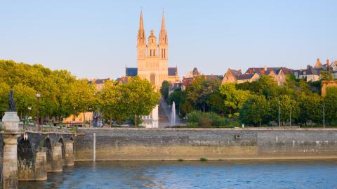 La ville d'Angers, vue sur la cathédrale Saint-Maurice