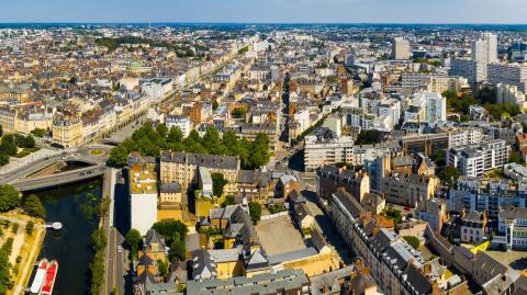 Vue aérienne de la ville de Rennes