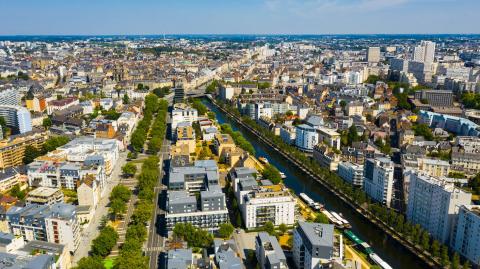 Vue aérienne sur la ville de Rennes