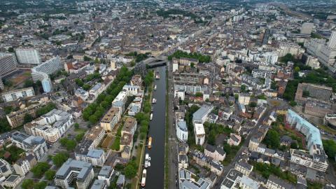 Vue aérienne de la vieille ville de Rennes