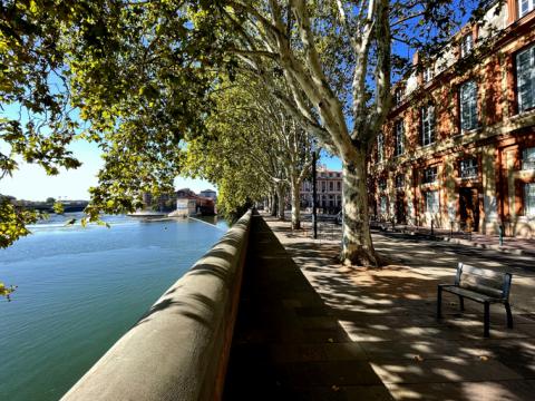 Ville de Toulouse et vue sur la Garonne. 