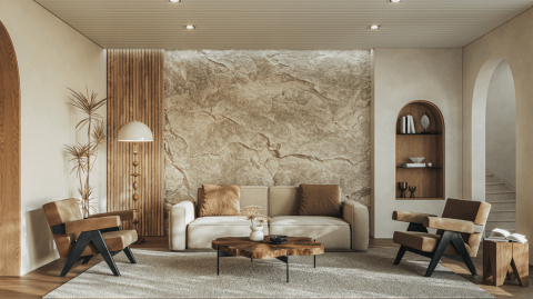 La feuille de pierre permet d'apporter une touche d'authenticité dans la pièce de votre choix. © Vasyl Cheipesh - Getty images