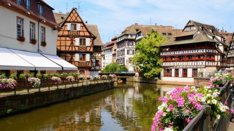 Vue sur le quartier de la Petite France à Strasbourg, en Alsace