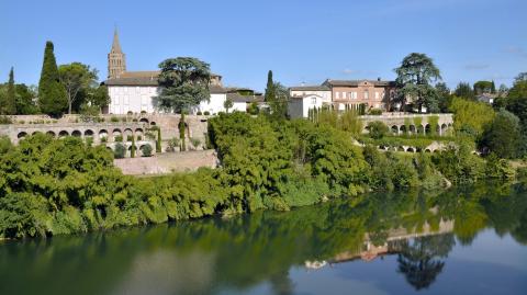 Vue sur le village de l'Isle-sur-Tarn en France