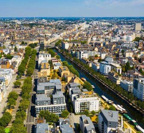 Vue aérienne sur la ville de Rennes