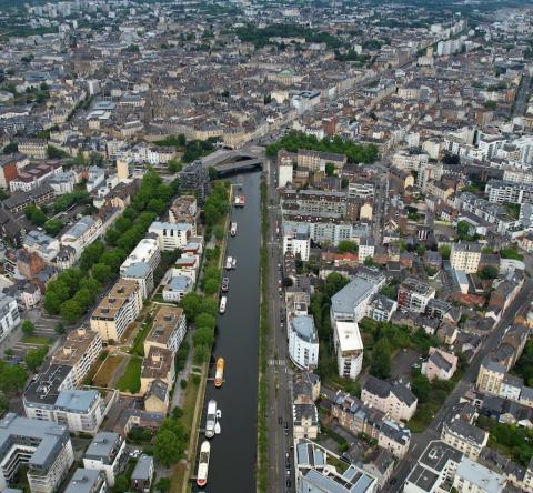 Vue aérienne de la vieille ville de Rennes