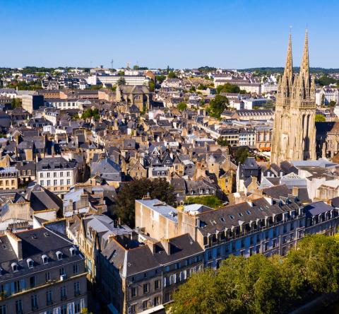 Vue aérienne de la ville de Quimper