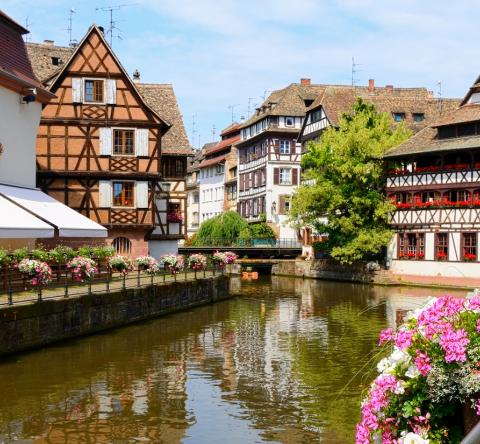 Vue sur le quartier de la Petite France à Strasbourg, en Alsace