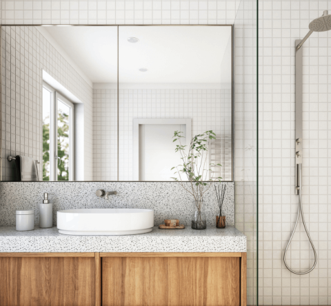 La douche Opty-O, primée au concours Lépine, promet des économies d'eau avantageuses grâce à un système de récupération et réutilisation de l'eau froide inutilisée au début de chaque douche. © CreativaStudio - Getty images